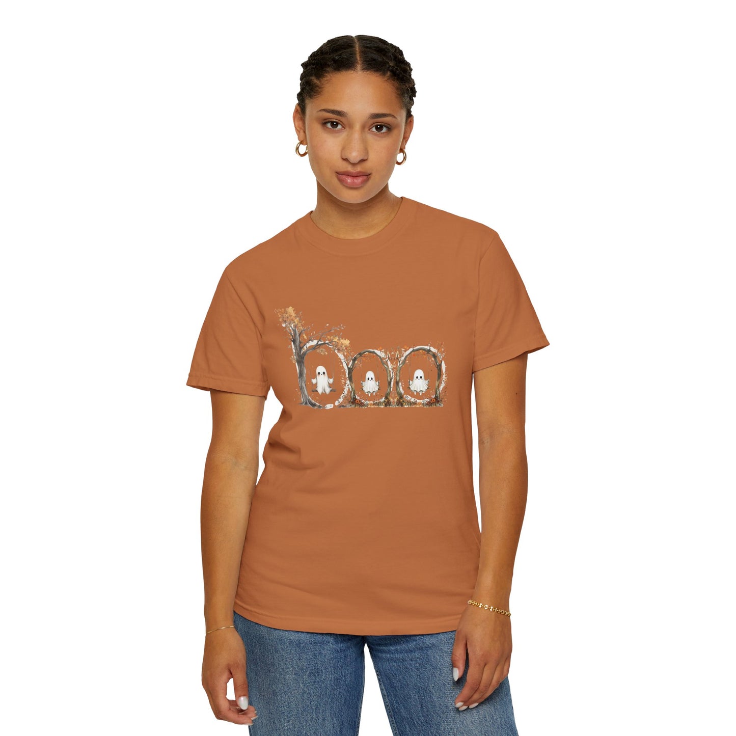 Rustic Unisex Garment-Dyed Boo T-Shirt for Fall