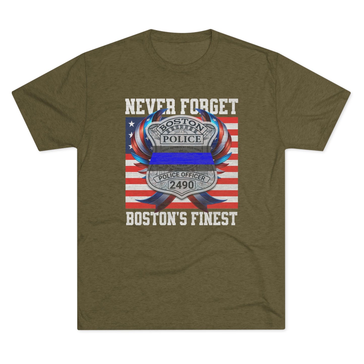 Justice for John OKeefe Tri-Blend Crew Tee, Free Karen Read Shirt, Boston Police Shield Tshirt, Badge 2490 Support Badge Design