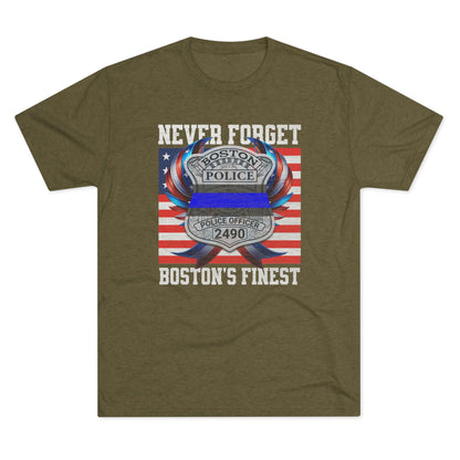 Justice for John OKeefe Tri-Blend Crew Tee, Free Karen Read Shirt, Boston Police Shield Tshirt, Badge 2490 Support Badge Design