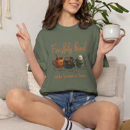 Freshly Brewed Scream & Sugar Coffee Halloween T-Shirt