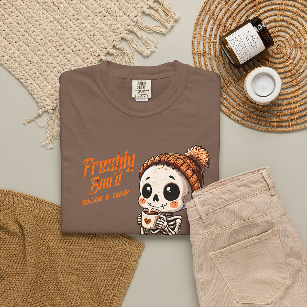 Cute Skeleton “Freshly Boo’d Coffee” Halloween T-Shirt