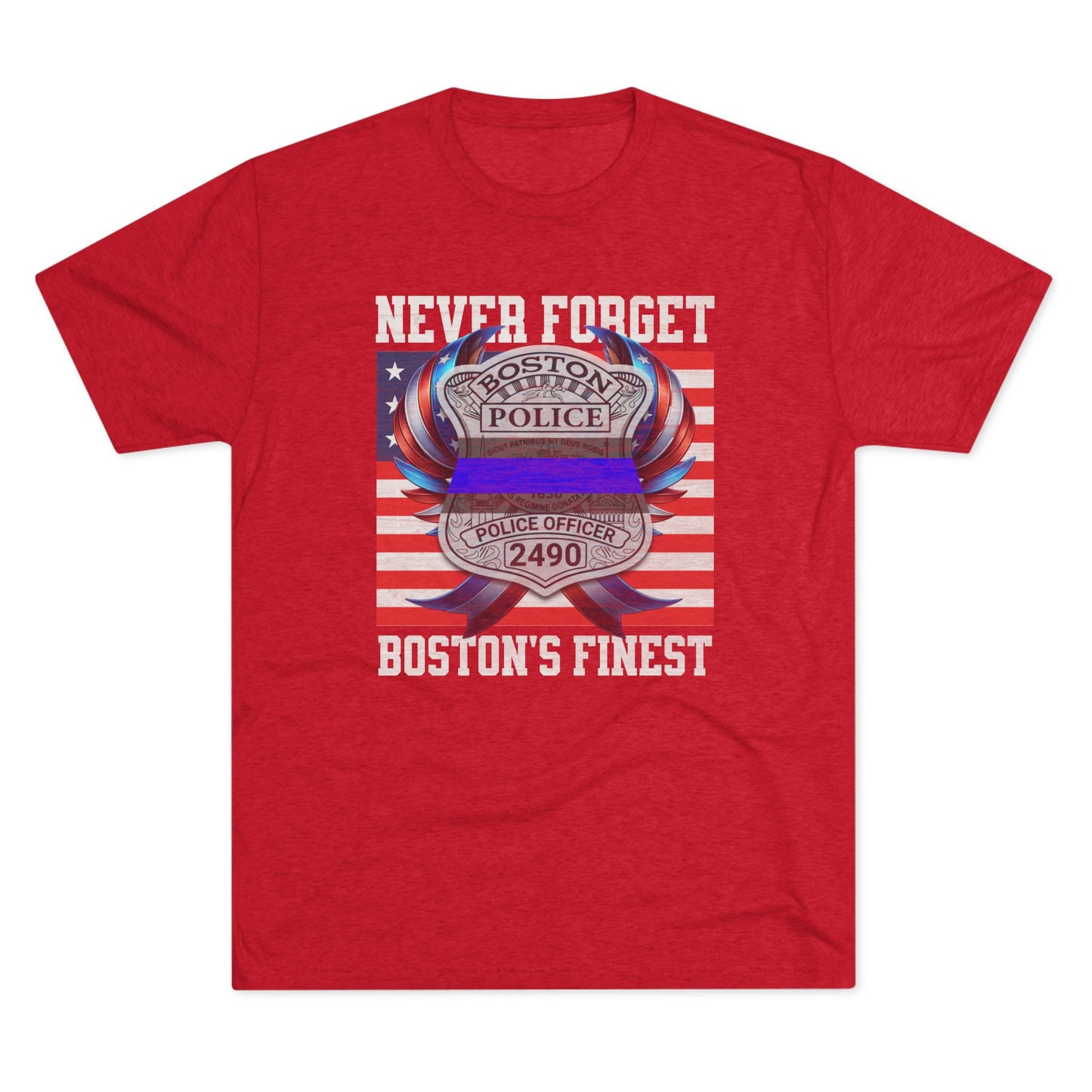 Justice for John OKeefe Tri-Blend Crew Tee, Free Karen Read Shirt, Boston Police Shield Tshirt, Badge 2490 Support Badge Design