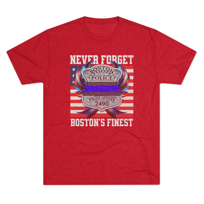 Justice for John OKeefe Tri-Blend Crew Tee, Free Karen Read Shirt, Boston Police Shield Tshirt, Badge 2490 Support Badge Design