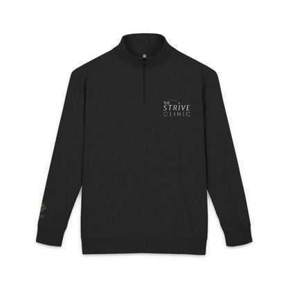Black Cotton Heritage Embroidered Quarte Zip Fleece Pullover