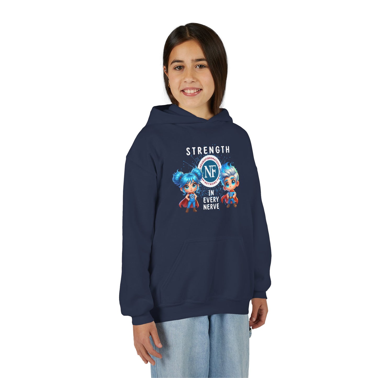 "Strength in Every Nerve" Cartoon Kids Hooded Sweatshirt