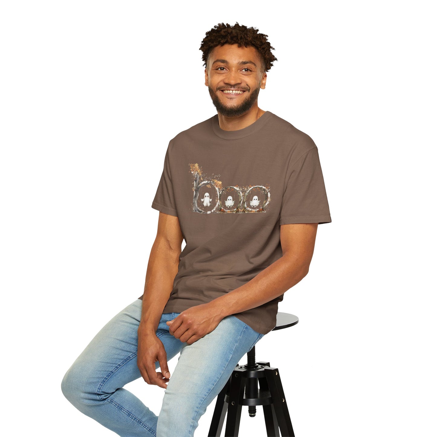 Rustic Unisex Garment-Dyed Boo T-Shirt for Fall