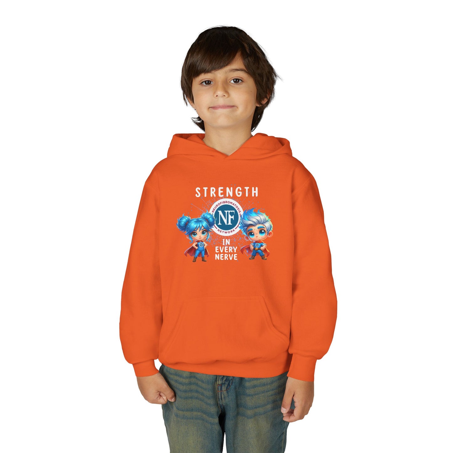 "Strength in Every Nerve" Cartoon Kids Hooded Sweatshirt