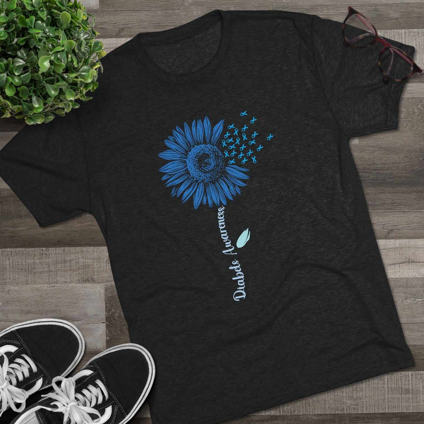 T1D Awareness Sunflower Tee — Front & Back Diabetes Support Shirt