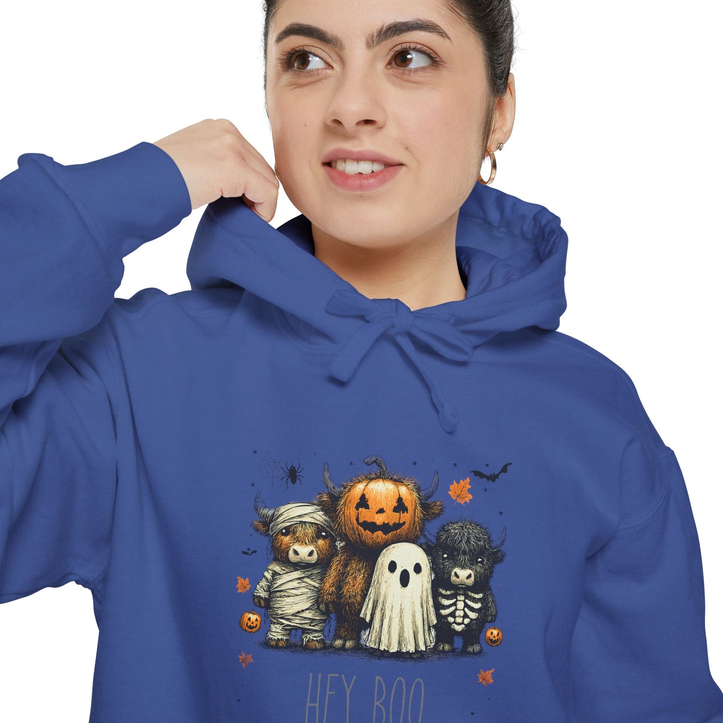 Highland Cow Halloween Hoodie, Comfort Colors 1567 Unisex Garment-Dyed Sweatshirt, Cute Costume Cow, Cozy Fall Hoodie