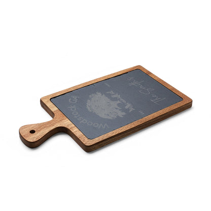 Woodstock Personalized Bamboo Board with Slate Inlay & Cheese Knives