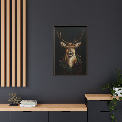 Framed Deer and Wreath Canvas Print