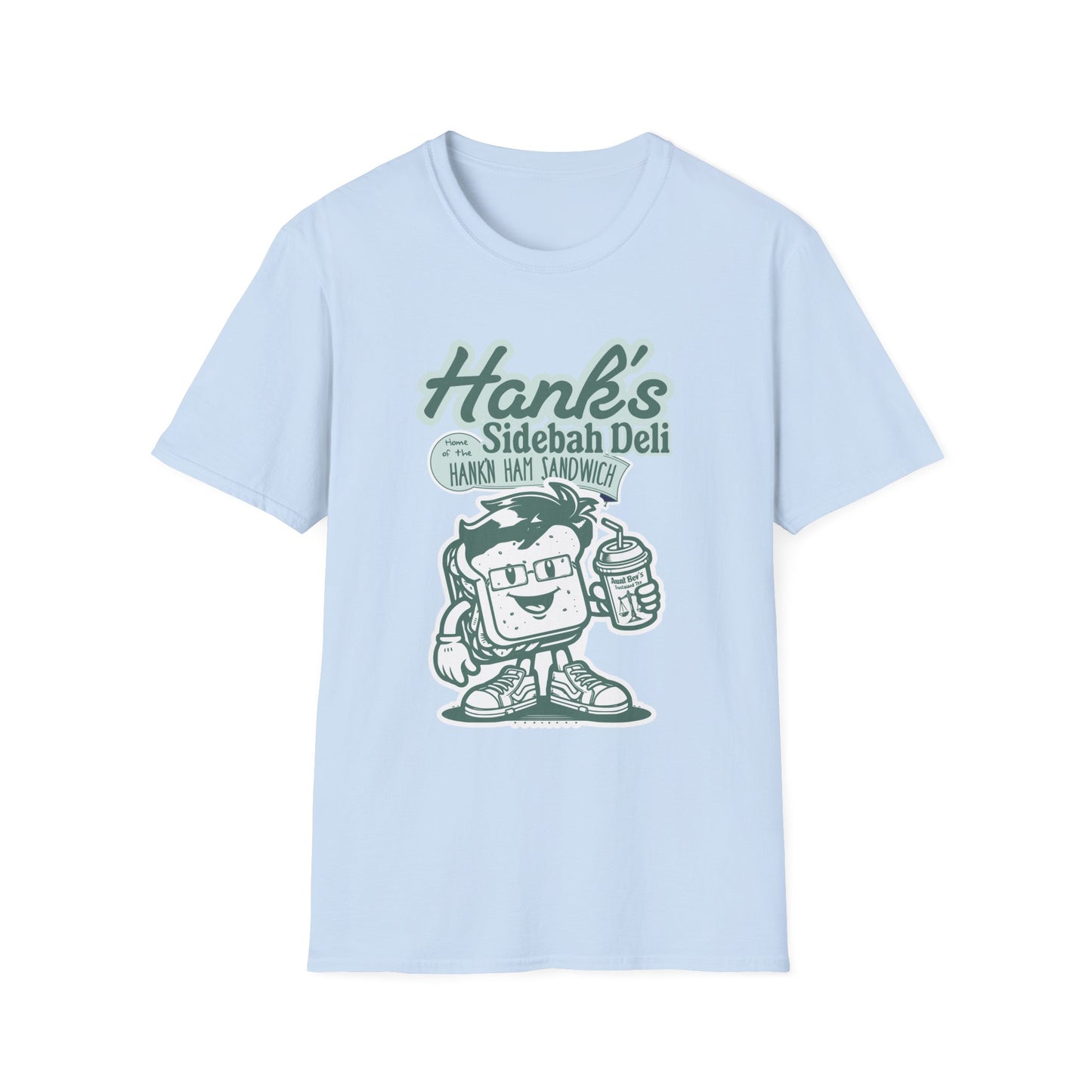 Hank's Sidebah Deli, Karen Read Trial Humor Unisex Softstyle Tee