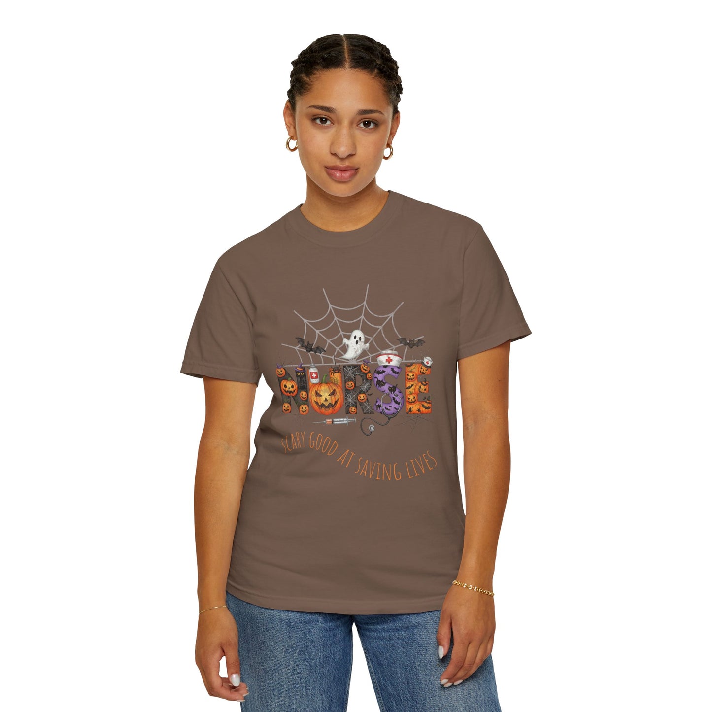 Halloween Nurse RN Garment Dyed Tee