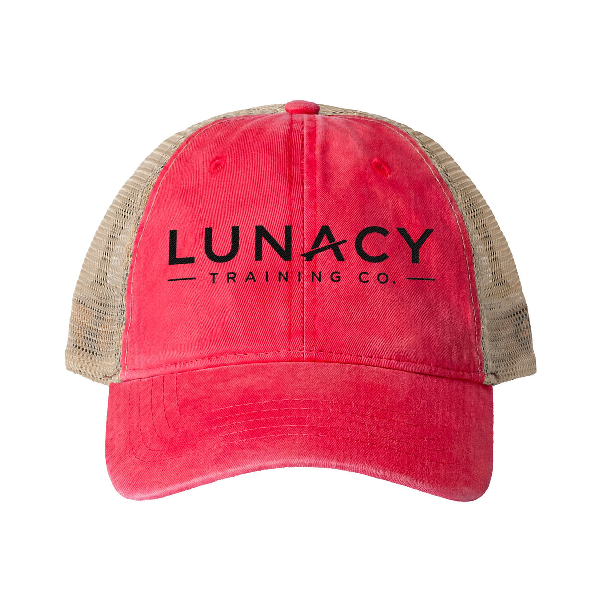 Washed Mesh-Back Ponytail Hat with Black LUNACY embroidery