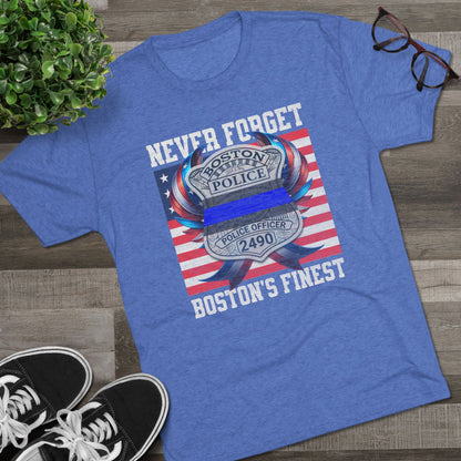 Justice for John OKeefe Tri-Blend Crew Tee, Free Karen Read Shirt, Boston Police Shield Tshirt, Badge 2490 Support Badge Design