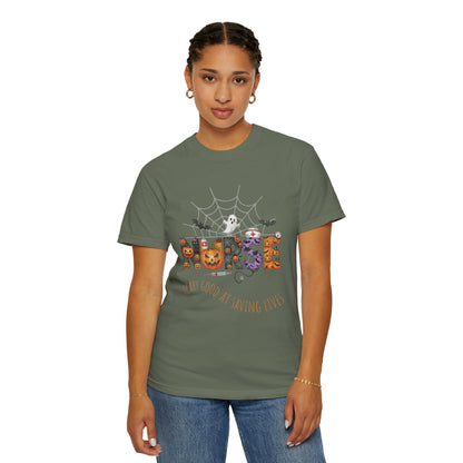 Halloween Nurse RN Garment Dyed Tee