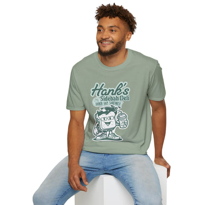 Hank's Sidebah Deli, Karen Read Trial Humor Unisex Softstyle Tee