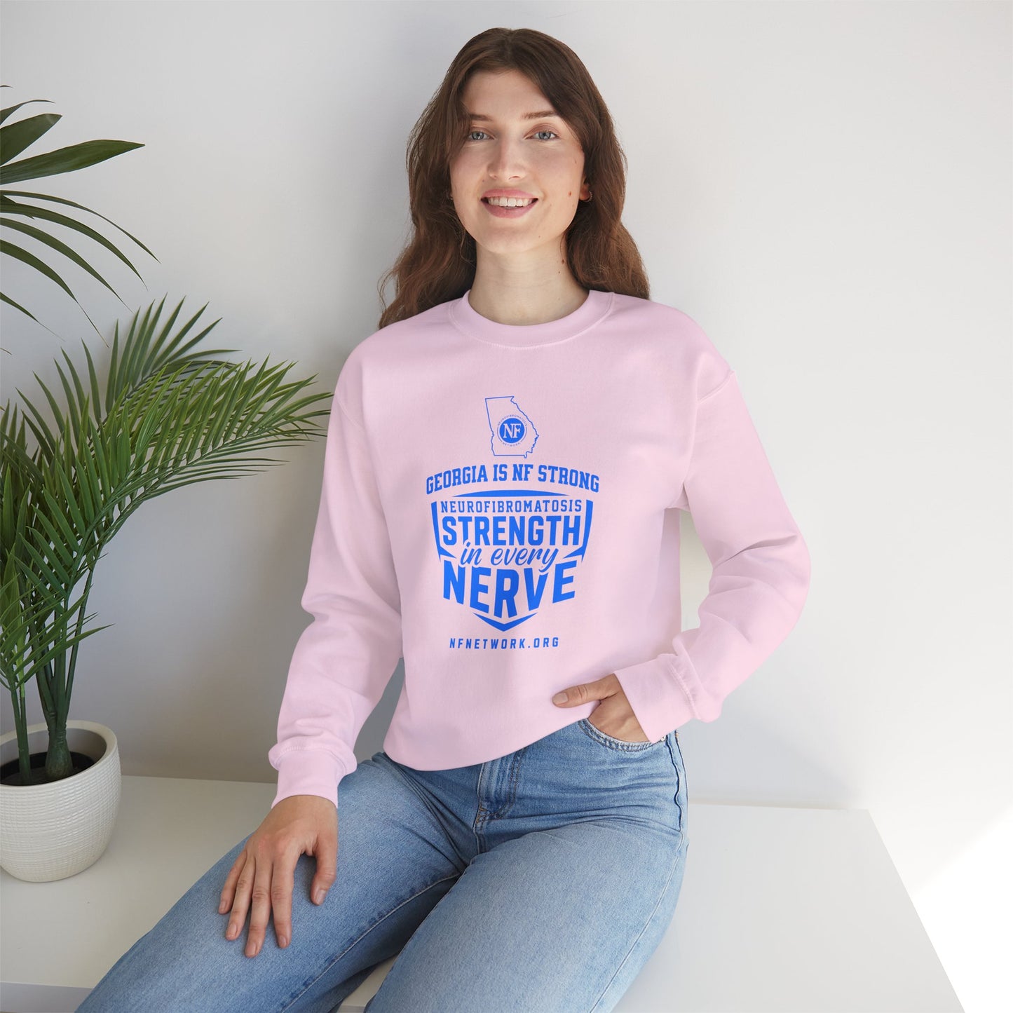 Crewneck Sweatshirt — "Strength in Every Nerve" Georgia Neurofibromatosis Awareness