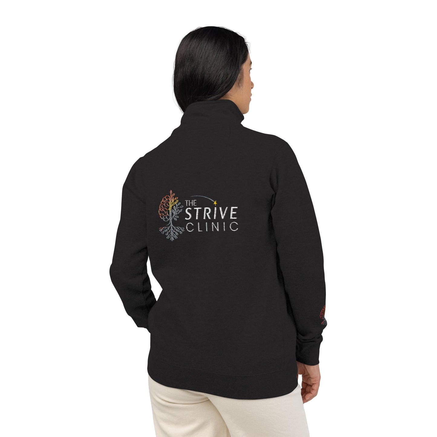 Black Cotton Heritage Embroidered Quarte Zip Fleece Pullover