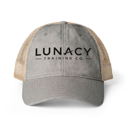 Washed Mesh-Back Ponytail Hat with Black LUNACY embroidery