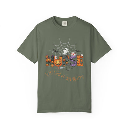 Halloween Nurse RN Garment Dyed Tee