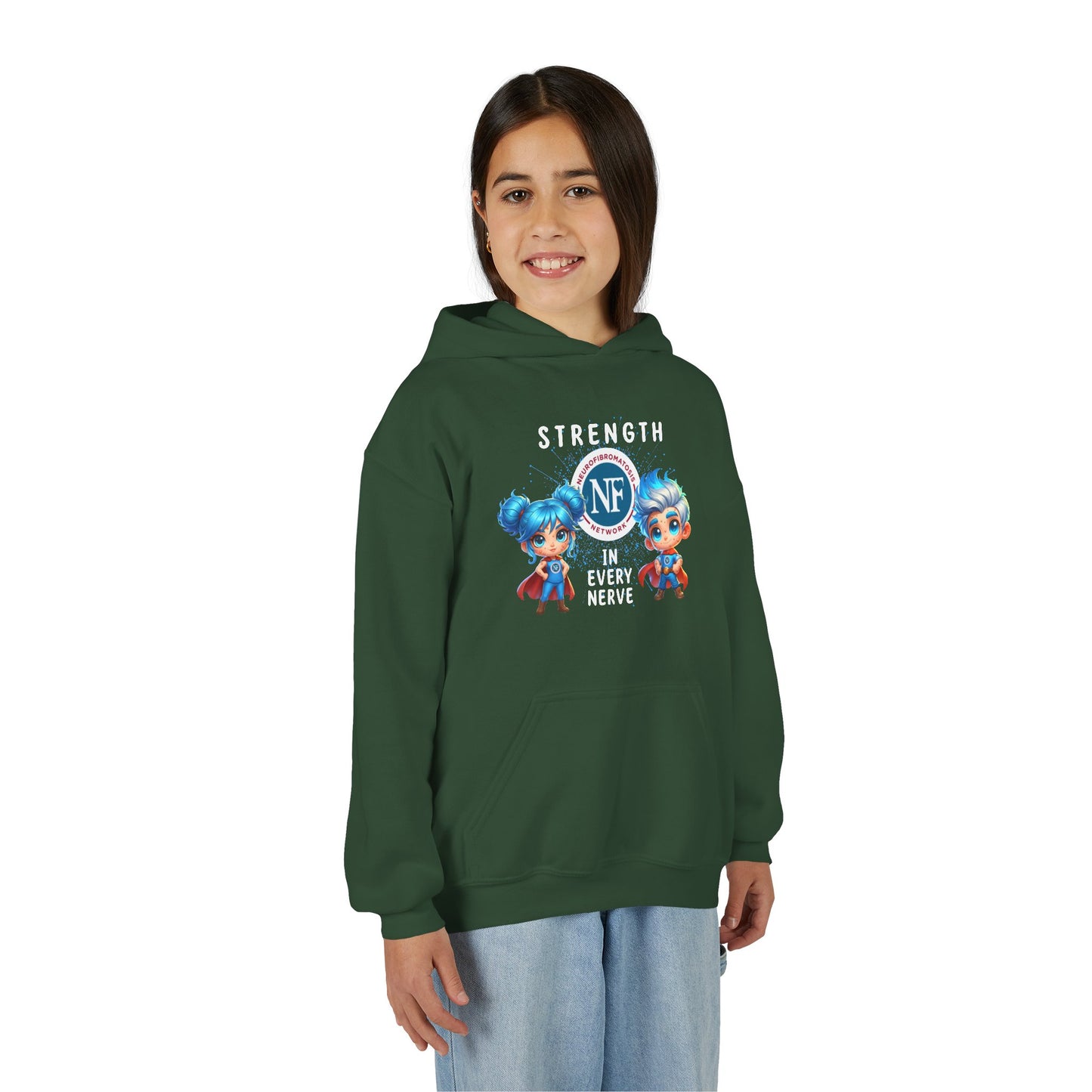 "Strength in Every Nerve" Cartoon Kids Hooded Sweatshirt