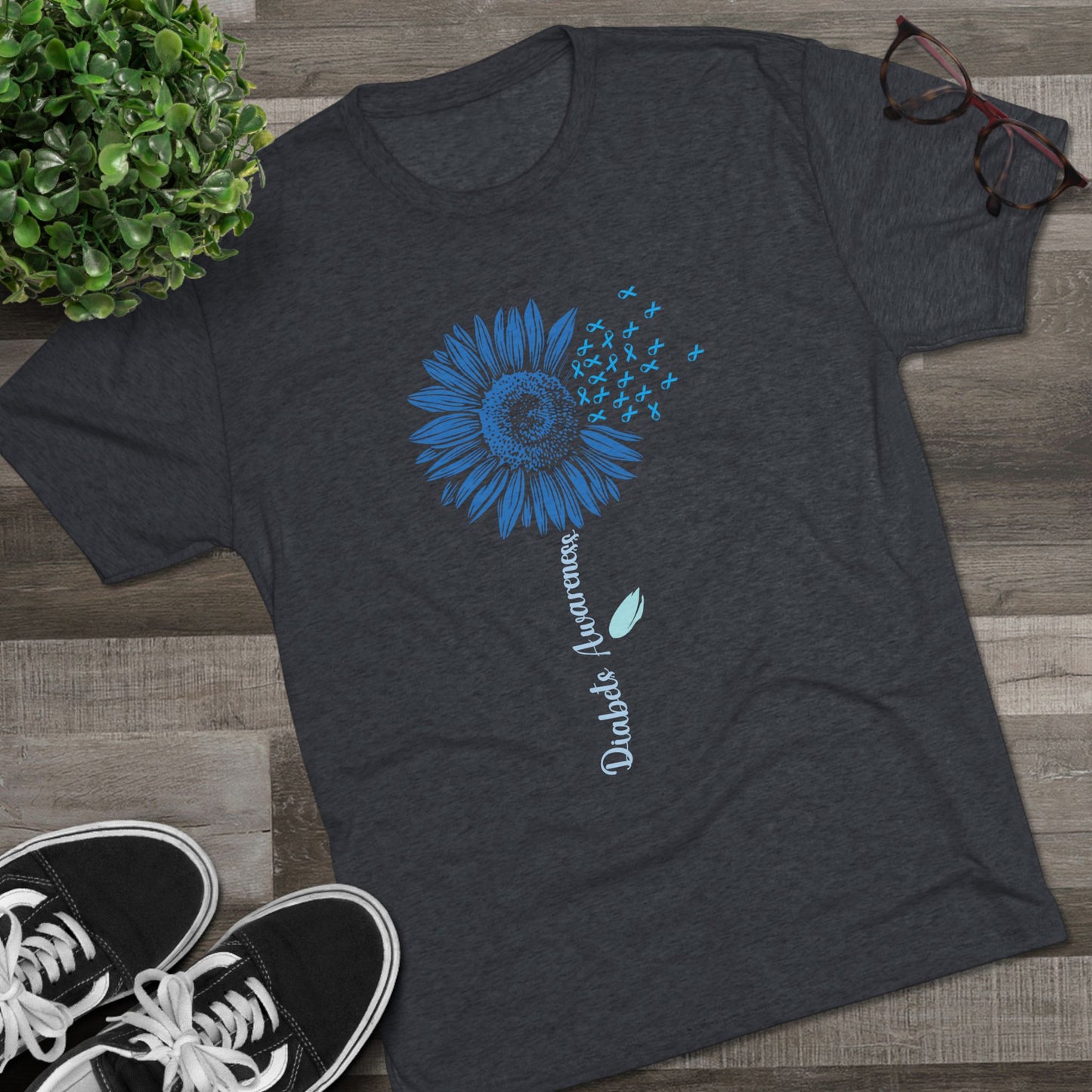 T1D Awareness Sunflower Tee — Front & Back Diabetes Support Shirt