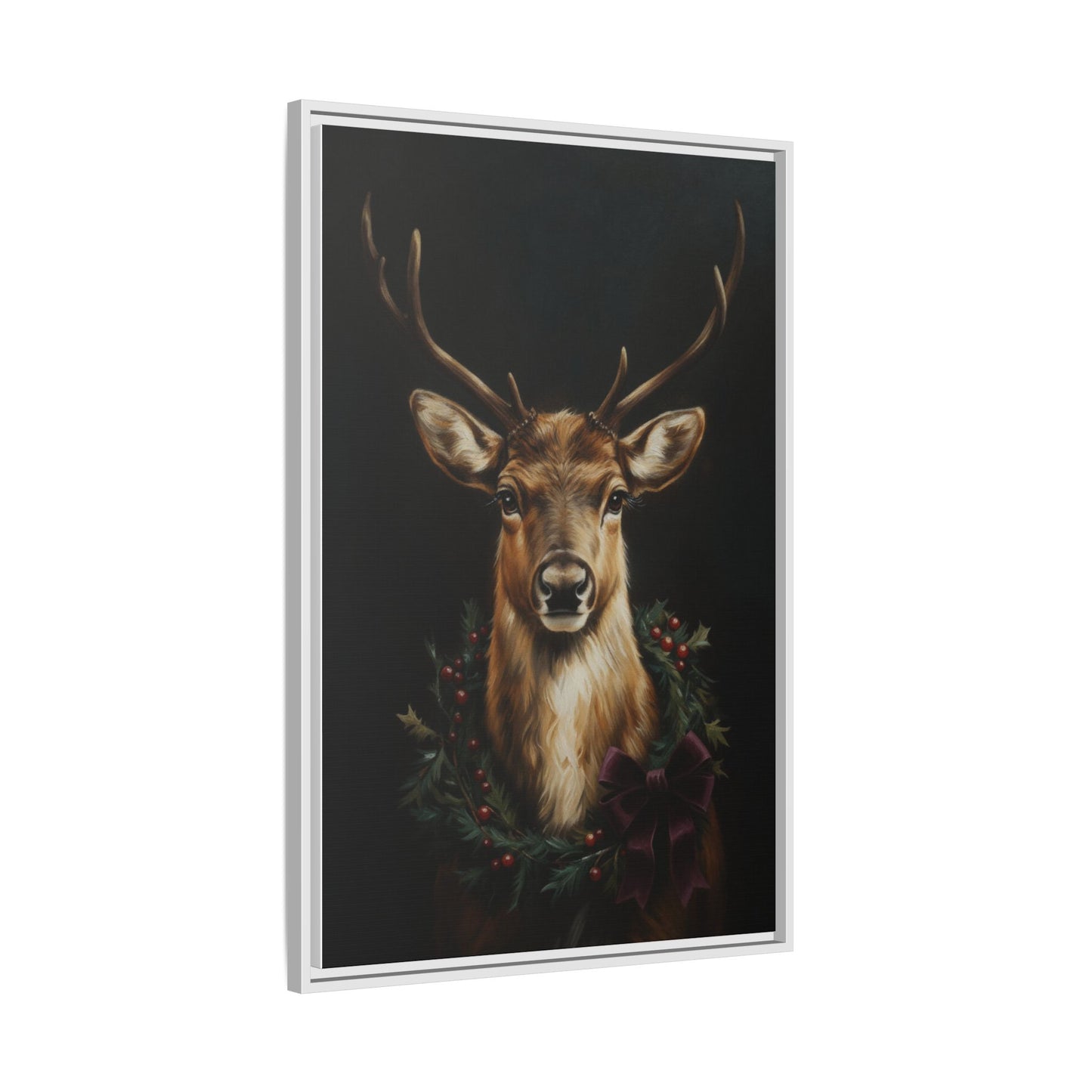 Framed Deer and Wreath Canvas Print