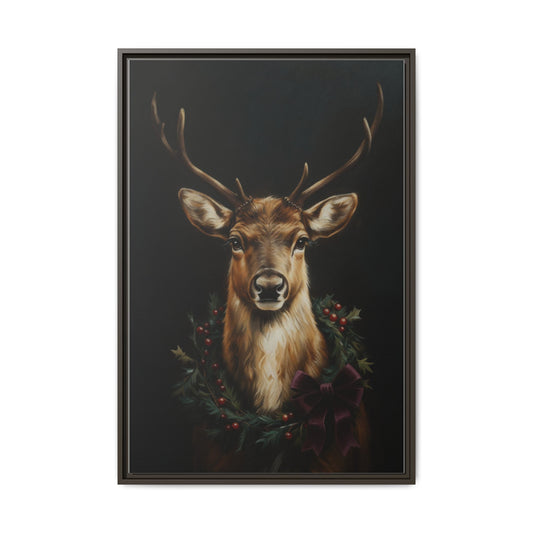 Framed Deer and Wreath Canvas Print