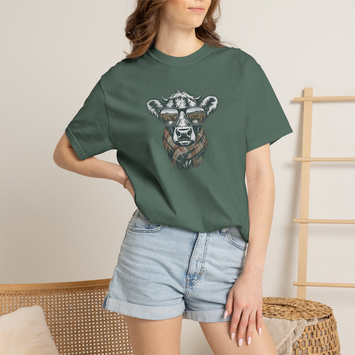 Rustic Fall Cow Cozy Tee