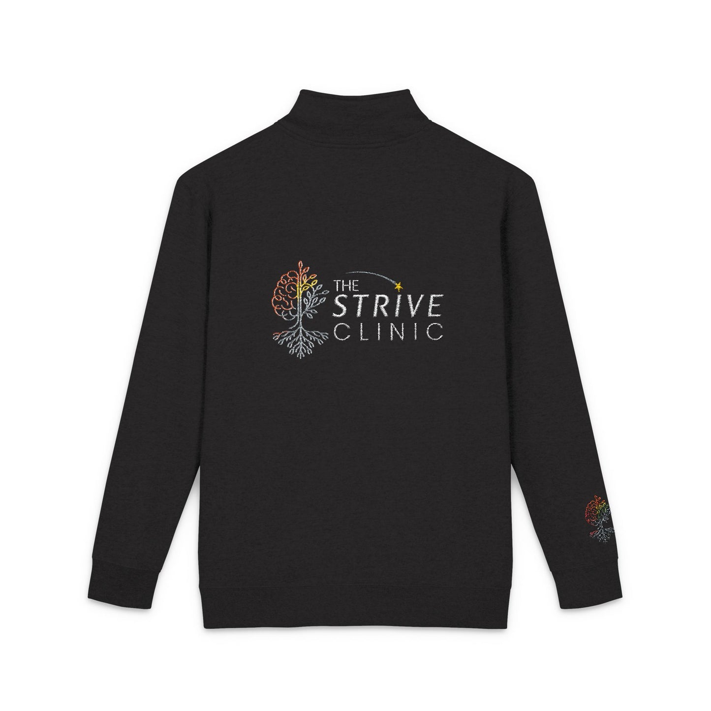 Black Cotton Heritage Embroidered Quarte Zip Fleece Pullover