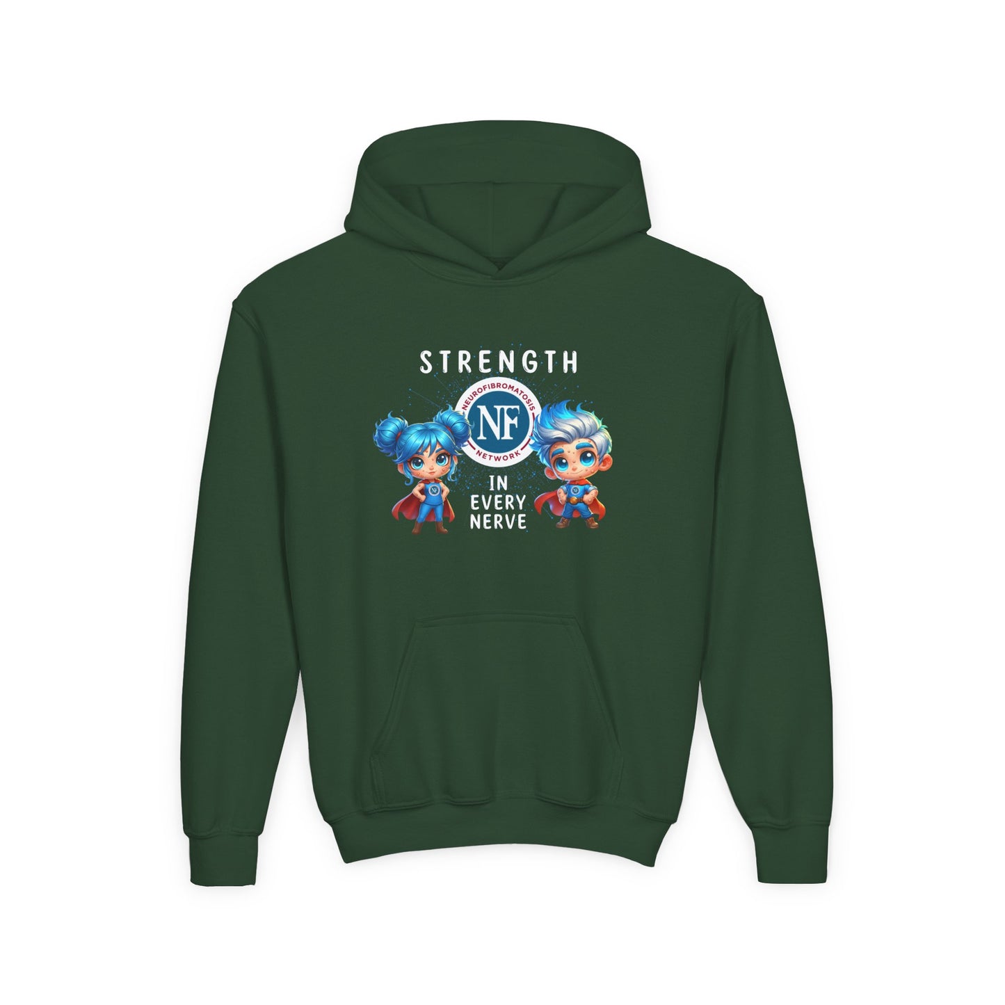 "Strength in Every Nerve" Cartoon Kids Hooded Sweatshirt