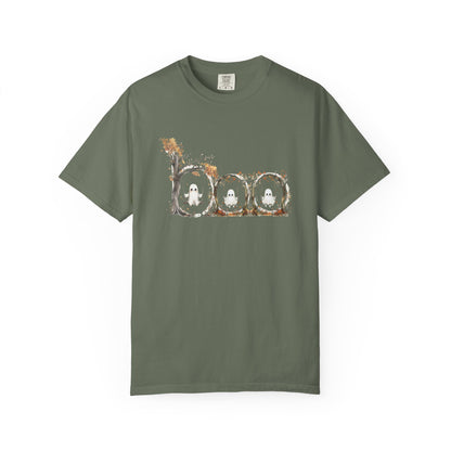Rustic Unisex Garment-Dyed Boo T-Shirt for Fall