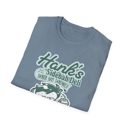 Hank's Sidebah Deli, Karen Read Trial Humor Unisex Softstyle Tee