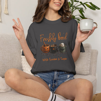 Freshly Brewed Scream & Sugar Coffee Halloween T-Shirt
