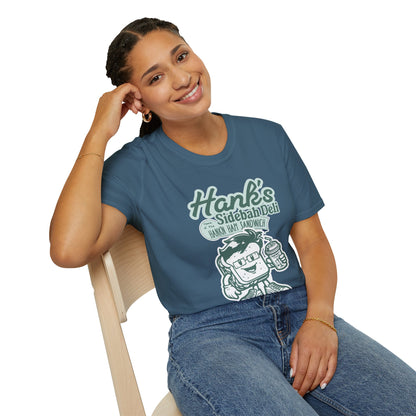 Hank's Sidebah Deli, Karen Read Trial Humor Unisex Softstyle Tee