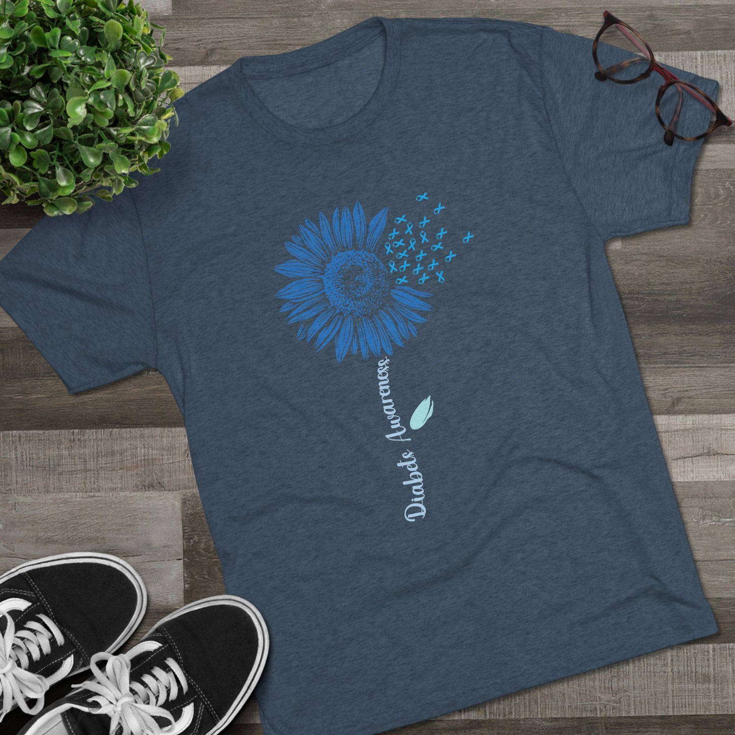 T1D Awareness Sunflower Tee — Front & Back Diabetes Support Shirt
