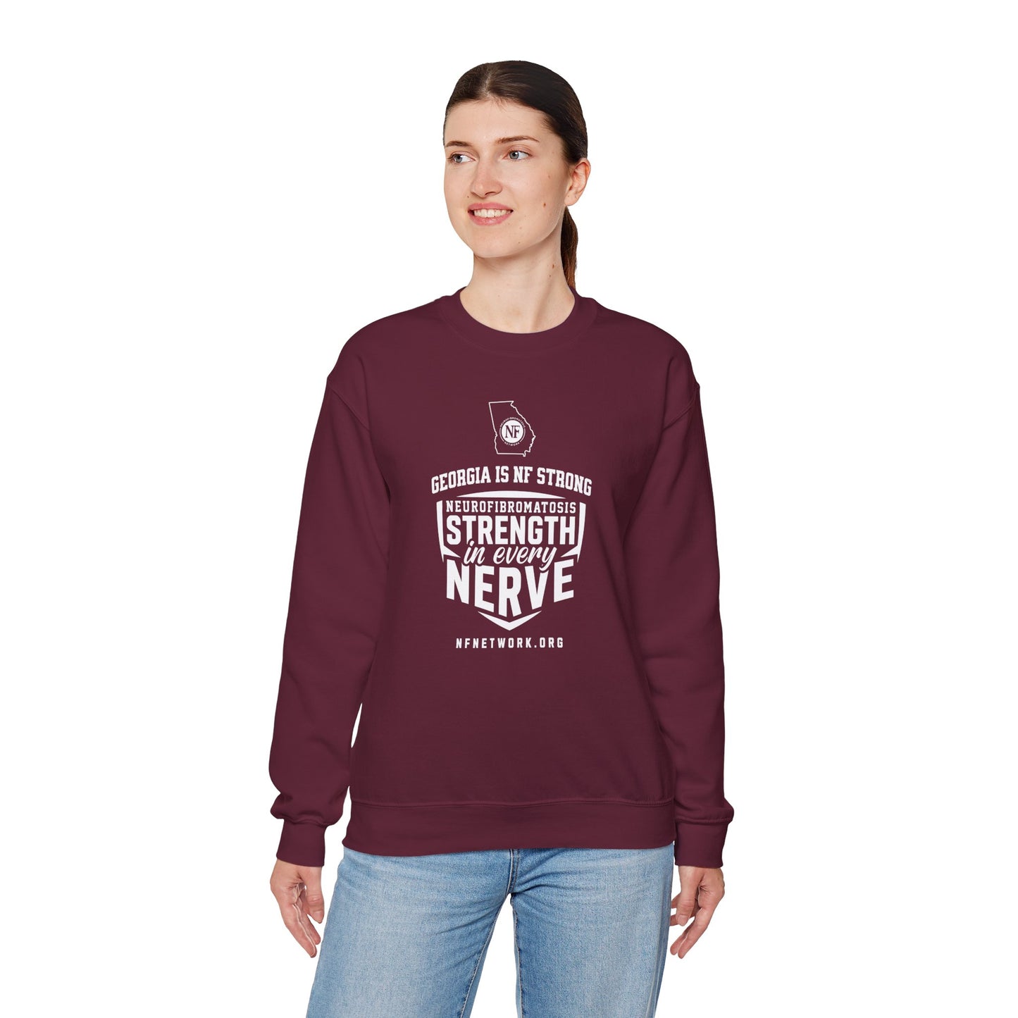 Crewneck Sweatshirt — "Strength in Every Nerve" Georgia Neurofibromatosis Awareness