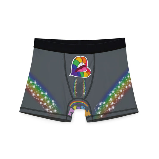 Rainbow Flamingo Men's Boxers, Fun Underwear, Pride Gift, LGBTQ+ Apparel, Colorful Sleep Shorts, Celebrate Diversity
