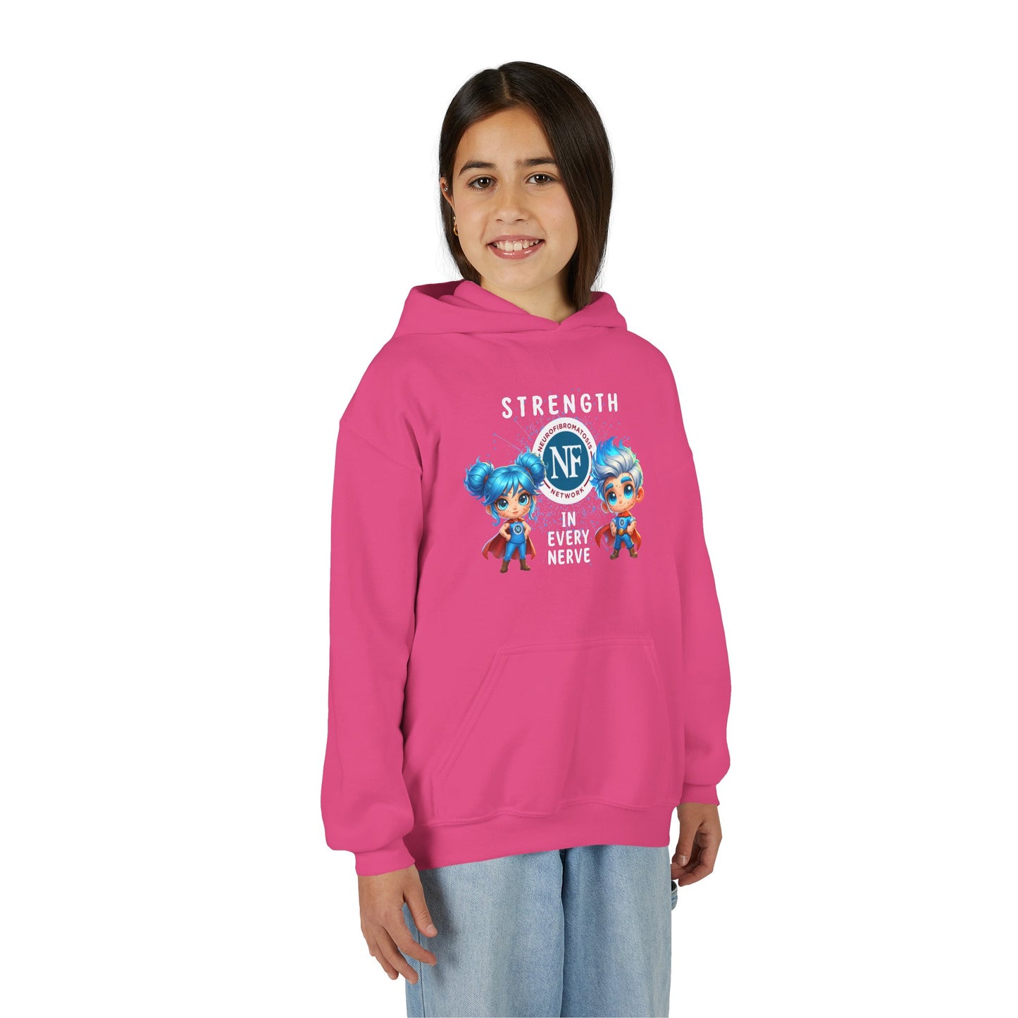 "Strength in Every Nerve" Cartoon Kids Hooded Sweatshirt