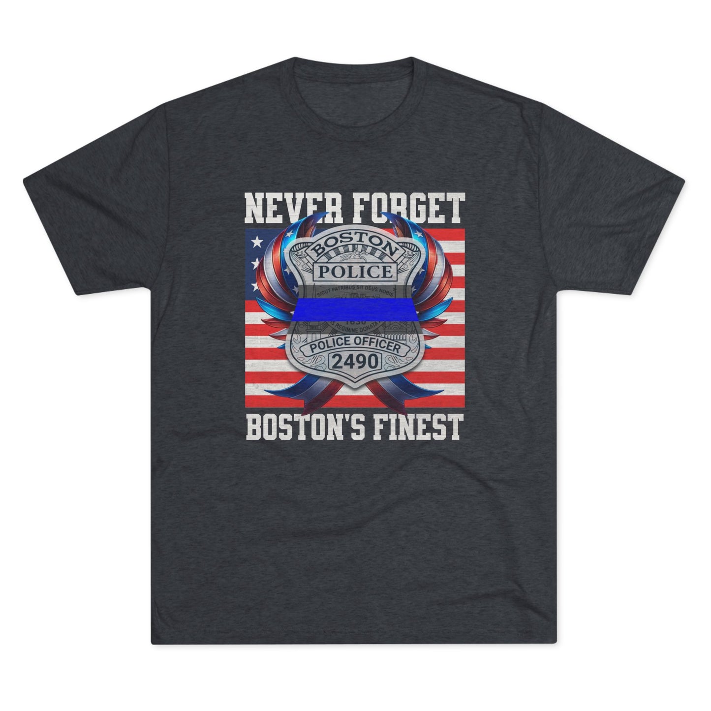 Justice for John OKeefe Tri-Blend Crew Tee, Free Karen Read Shirt, Boston Police Shield Tshirt, Badge 2490 Support Badge Design