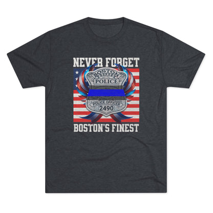 Justice for John OKeefe Tri-Blend Crew Tee, Free Karen Read Shirt, Boston Police Shield Tshirt, Badge 2490 Support Badge Design