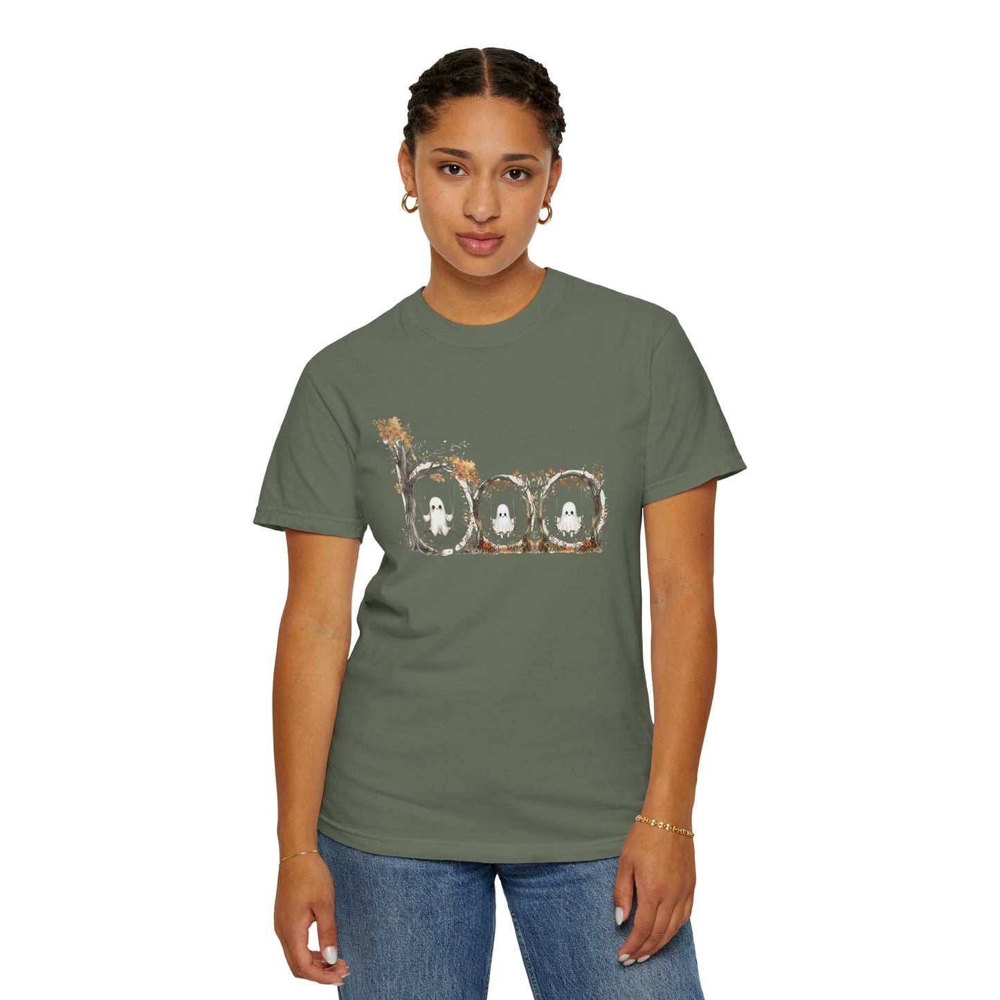 Rustic Unisex Garment-Dyed Boo T-Shirt for Fall