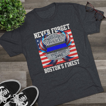 Justice for John OKeefe Tri-Blend Crew Tee, Free Karen Read Shirt, Boston Police Shield Tshirt, Badge 2490 Support Badge Design