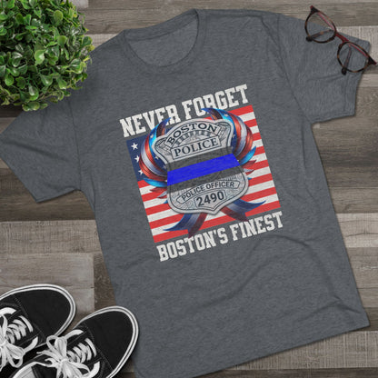 Justice for John OKeefe Tri-Blend Crew Tee, Free Karen Read Shirt, Boston Police Shield Tshirt, Badge 2490 Support Badge Design