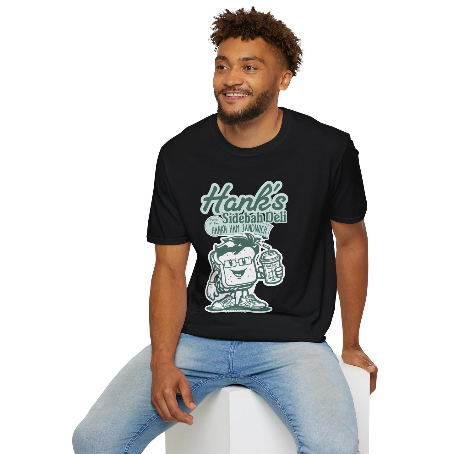 Hank's Sidebah Deli, Karen Read Trial Humor Unisex Softstyle Tee