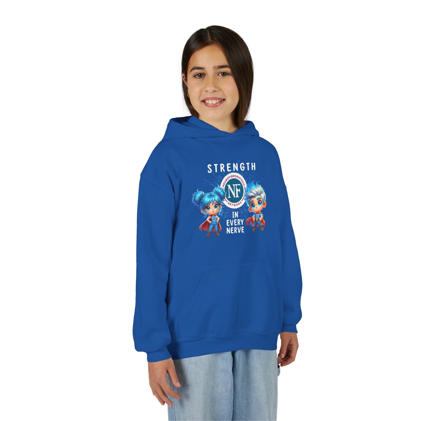 "Strength in Every Nerve" Cartoon Kids Hooded Sweatshirt