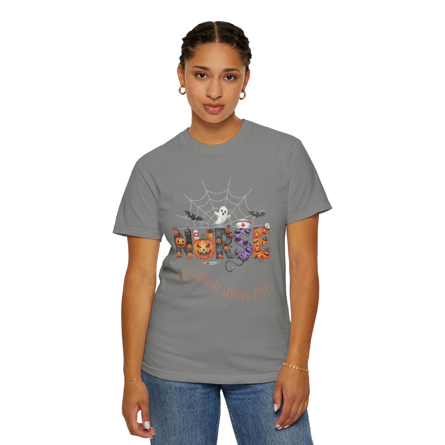 Halloween Nurse RN Garment Dyed Tee