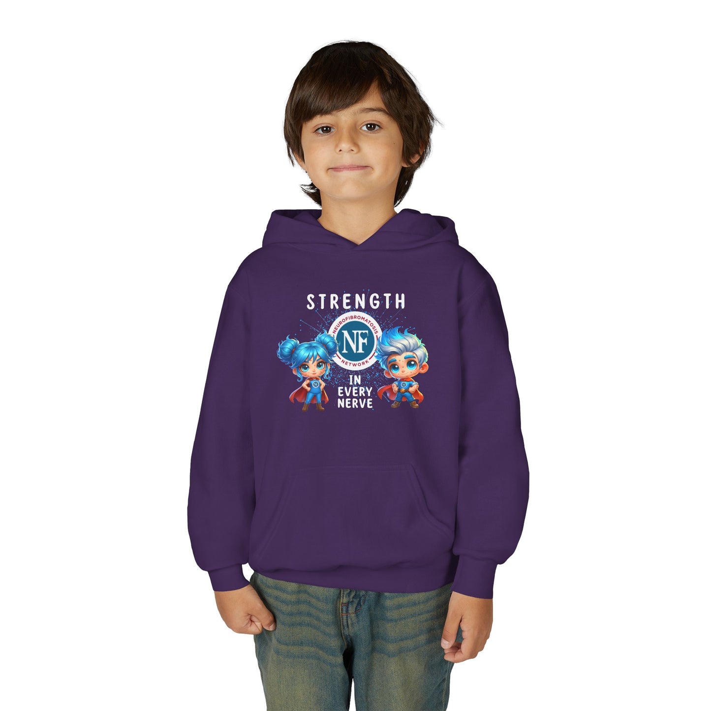 "Strength in Every Nerve" Cartoon Kids Hooded Sweatshirt