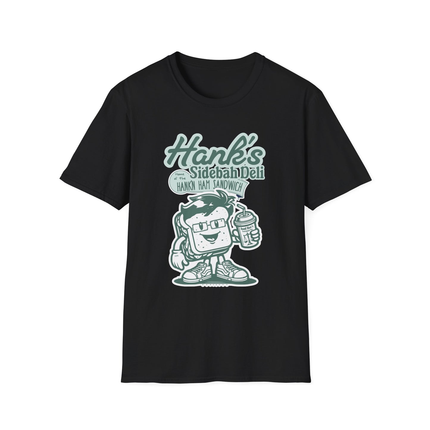 Hank's Sidebah Deli, Karen Read Trial Humor Unisex Softstyle Tee